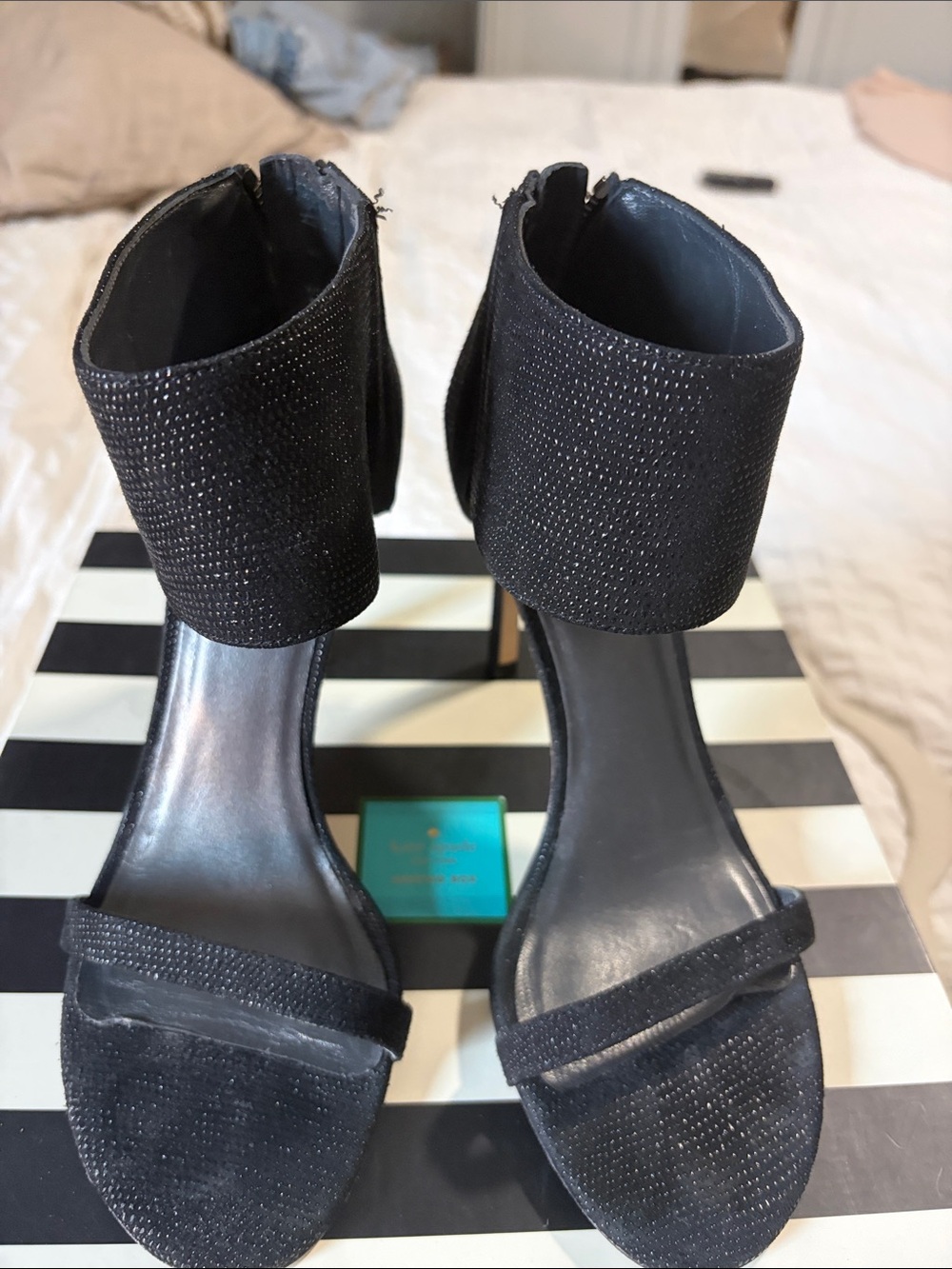 Stuart Weitzman Black Suede Ankle-Strap Stiletto Heels 36.5